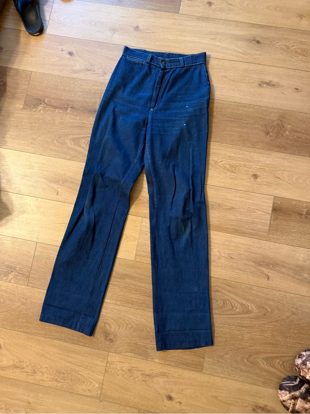 Vintage Sweet Basil High-Rise Straight Leg Jeans — Dark Blue